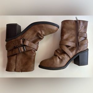 Blowfish Vegan Leather Heeled Bootie with Straps | Moran Whiskey NWOT